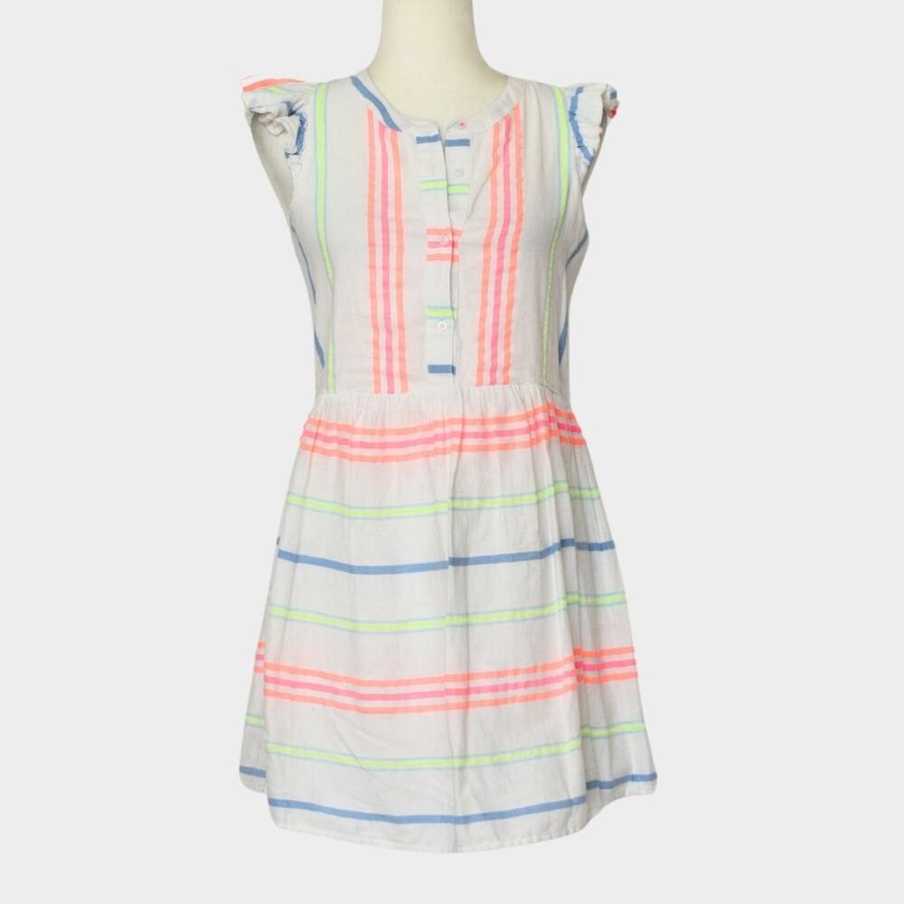 VINEYARD VINES Women's Guava Multicolor Striped Cap Sleeve Mini Dress Size 2